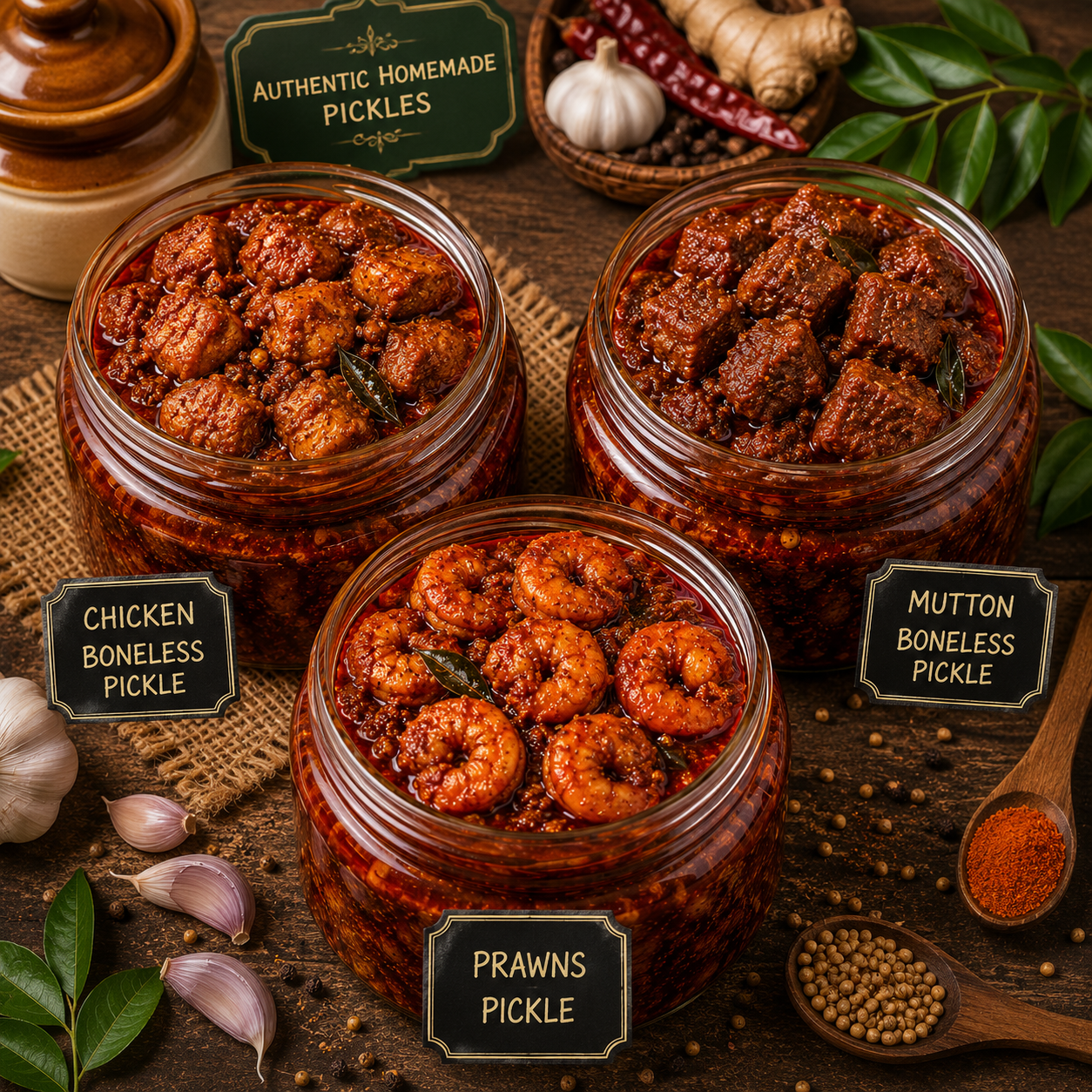chicken boneless + Mutton Boneless + prawns